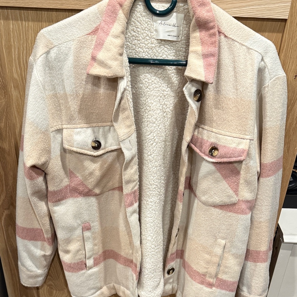 Active USA Pink and Cream Plaid Jacket